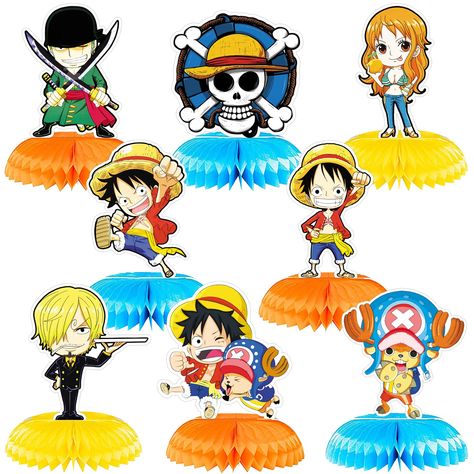 Cheap Centerpieces For Party Birthdays, One Piece Birthday Party, One Piece Birthday, Kids Party Centerpieces, Honeycomb Centerpiece, Cheap Centerpieces, One Piece Birthdays, One Piece Theme, 3d Table