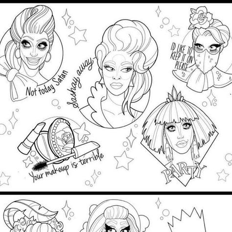 Sharon Needles, Jinkx Monsoon, Adore Delano, Rupaul's Drag Race, Rupaul Drag, Piercing Ideas, Rupauls Drag Race, Colouring Book, Rupaul