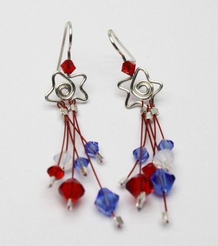 Star Handmade, Jewelry Earings, Pinterest Jewelry, Patriotic Earrings, Patriotic Jewelry, Diy Jewelry Earrings, Holiday Earring, Swarovski Crystal Earrings, Shooting Star