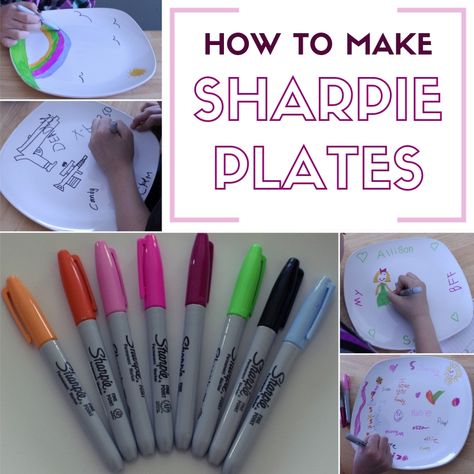 Sharpie Plates, Sharpie Crafts, Keepsake Crafts, Diy Sharpie, Plates Diy, Sharpie Art, Diy Craft Tutorials, Plate Crafts, Cadeau Diy