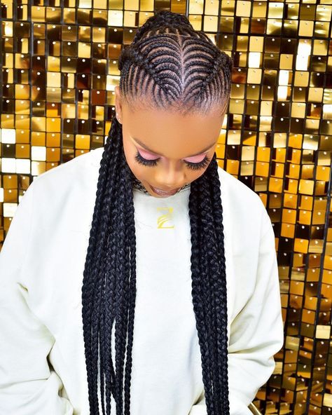 Two Line Cornrows, Block Braid Hairstyles, Small Lines Hairstyle, Small Lines Cornrows With Natural Hair, Weaving Hairstyles, Cute And Easy Hairstyles, Side Ponytail Hairstyles, Latest Braided Hairstyles, New Braided Hairstyles