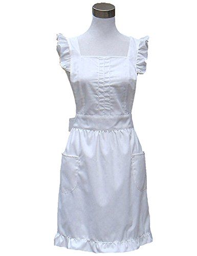 Hyzrz Retro Fancy Cute Cotton Frilly Kitchen White Apron ... Frilly Apron, Cosplay Maid, White Pinafore, Kitchen Fashion, Restaurant Aprons, Fashion Apron, Pinafore Apron, Vintage Baking, Retro Apron