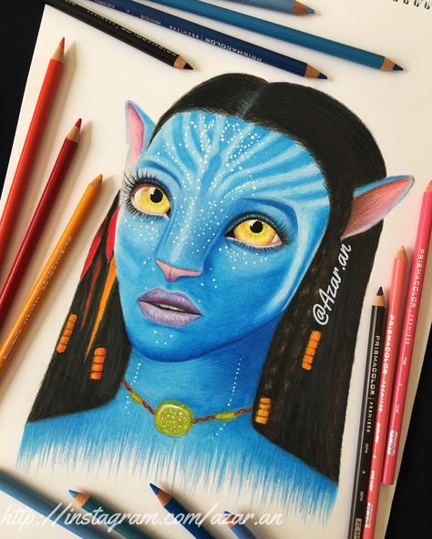 Avatar colored pencil drawing  Instagram: @azar.an Pencil Color Sketches Artworks, Avatar Pencil Drawing, Avatar Drawing Sketches, Avatar Drawing, Drawing Instagram, Disney Character Drawings, Pencil Drawings Of Girls, Pencil Drawings For Beginners, Prismacolor Art