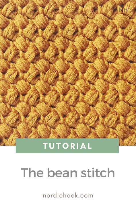 This free crochet tutorial shows how to make the bean stitch step-by-step. It includes detailed photo instructions. This stitch is very easy to make! The bean stitch is reversible and looks the same on both sides. The fabric turns our quite thick. Awesome Crochet Patterns, Mini Bean Stitch Crochet, Useful Crochet, Different Crochet Stitches, Hook Crochet, Crochet Stitch Tutorial, Bean Stitch, Stitch Tutorial, Afghan Crochet