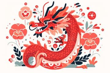 Lunar New Year Dragon Art, Year Of Dragon Illustration, Dragon Year Illustration, Year Of The Dragon Art, Year Of Dragon 2024, Dragon New Year, Year Of The Dragon 2024, Cny Illustration, Cute Dragon Illustration