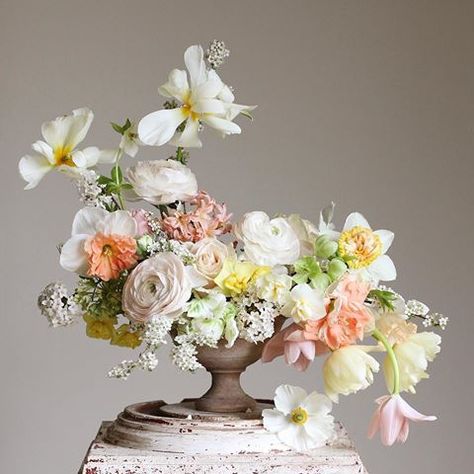 “Look into a flower and what do you see?...There, somehow, both transcendence and necessity.” . Michael Pollan, The Botany of Desire . From my very lucky Friday the 13th workshop with @colorejh today. Here we used ranunculus (elegance Bianco), viburnum, tulips, hellebores, hyacinth and one imported rose. Seasonal Swoon! PS vessel is from @campodefioriusa . . . #handsandhustle #flowerworkshop #swoon #rsblooms #bhgflowers Gold Winter Wedding, Summer Flower Arrangements, I Wait, Wedding Floral Centerpieces, Vase Arrangements, Beautiful Flower Arrangements, What Do You See, Arte Floral, Floral Centerpieces