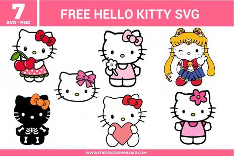 Hello Kitty Free SVG Files | Free SVG Download Hello Kitty Christmas Svg, Hello Kitty Svg Free Cricut, Free Hello Kitty Printables, Hello Kitty Svg Free, Kitty Svg Free, Hello Kitty Birthday Theme, Hello Kitty Svg, Hello Kitty Printables, Cricut Stencils