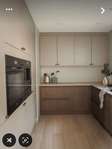 Ikea Havstorp Beige Kitchen, Sand Beige Kitchen, Ikea Beige Kitchen, Kitchen Inspiration Scandinavian, Beige And Wood Kitchen, Sand Kitchen Cabinets, Havstorp Beige Ikea, Beige Modern Kitchen, Black And Beige Kitchen