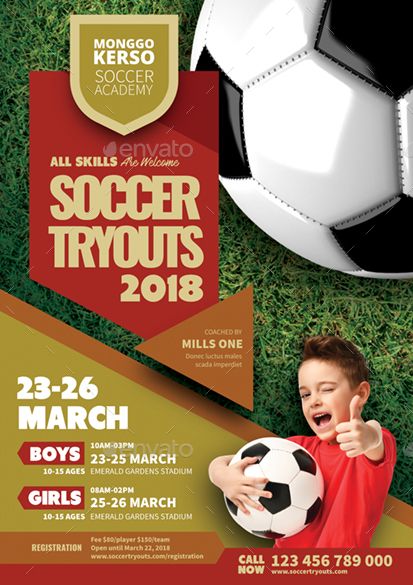 Soccer Academy Poster, Soccer Academy Design, Sports Brochure Design, Soccer Flyer Design, Soccer Tryouts, Soccer Lessons, Soccer Academy, Graphic Design Posters Layout, British Football