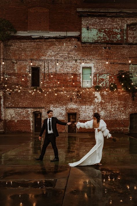 Industrial Chic Wedding — Ashley Lewis · Film and Photography Industrial Building Wedding, Dark Industrial Wedding, Urban Wedding Photos, Fall Industrial Wedding, Industrial Chic Wedding Decor, Industrial Romantic Wedding, Industrial Wedding Ceremony, Industrial Wedding Reception, Ashley Lewis