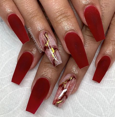 Red And Gold Nails, Queen Nails, Red Acrylic Nails, Long Acrylic Nail Designs, Ombre Acrylic Nails, Cute Acrylic Nail Designs, Red Nail Designs, Prom Nails, Dope Nails