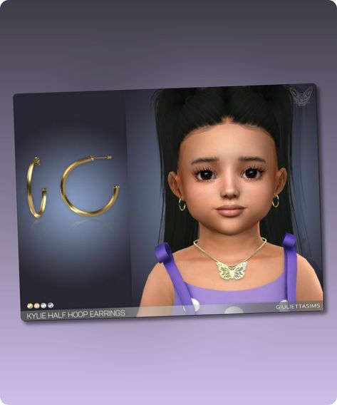 Sims 4 Accessory CC: Kylie Half Hoop Earrings For Toddlers By Feyona Sims 4 Cc Toddler Earrings, Sims 4 Toddler Jewelry Cc, Sims 4 Child Earrings, Game Earrings, Toddler Earrings, Toddler Jewelry, 4 Earrings, Sims 4 Cc Download, Half Hoop Earrings