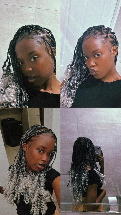 Pikaboo braids. Black and white braids. White Peekaboo Braids, Pikaboo Braids, Braids Black And White, Black And White Braids, White Braids, Kids Box Braids, Braids Black, Black Highlights, Blonde Braids