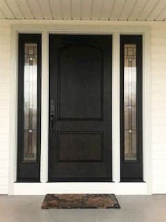 Black Front Door Ideas to Up Your Curb Appeal | Pella Windows & Doors Black Front Door Ideas, Black Entry Door, Black Entry Doors, Craftsman Front Doors, Black Exterior Doors, Entry Door With Sidelights, Front Door Ideas, Black Front Door, Front Door Inspiration