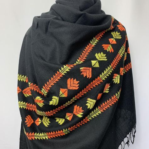 ✅Pashmina wool Full length shawl
✅ Beautifully Hand... - Depop Swati Embroidery, Embroidered Shawl, Stylish Party, Stylish Party Dresses, Black Scarf, Skirt Leather, Party Dresses, Spring Summer Fashion, Black Cotton