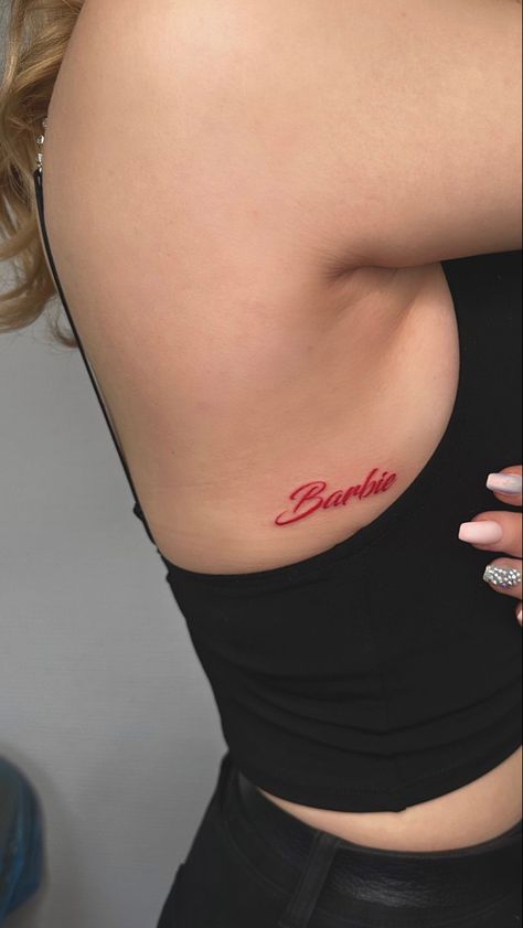 Barbie tatto pink Barbie Tattoo, Red Dragon Tattoo, Horror Movie Tattoos, Movie Tattoo, Movie Tattoos, Matching Tattoo, Barbie Life, Short Acrylic Nails Designs, Dope Tattoos