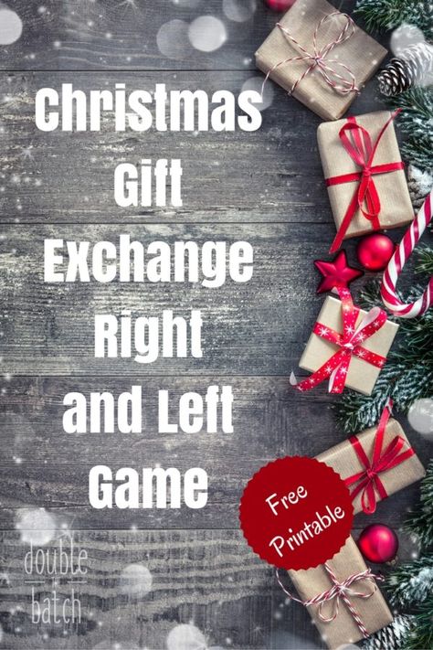 Christmas Right/Left Gift Exchange Game & Poem - Uplifting Mayhem Christmas Gift Exchange Poem, Gift Exchange Poem, Cookie Exchange Packaging, Ornament Exchange Party, Gift Exchange Game, Christmas Gift Exchange Games, Christmas Gift Games, Gift Exchange Games, Treats Christmas