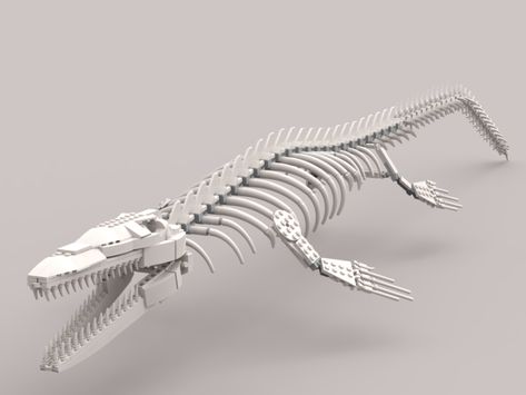 Plans are available on Rebrickable: https://rebrickable.com/mocs/MOC-21604/Yobb-Rschp/mosasaurus-skeleton/ Mosasaurus Skeleton, Lego Van, Lego Room Decor, Corner Building, Lego Dinosaur, Marvel Paintings, Lego Jurassic World, Lego Boards, Lego Animals