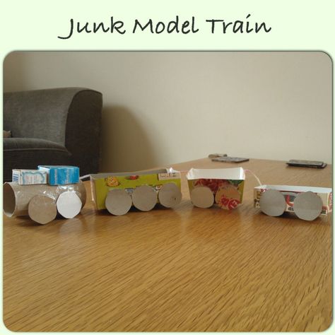 Junk model train :-) Train Eyfs Activities, Eyfs Junk Modelling Ideas, Junk Modelling Transport Eyfs, Junk Modelling Ideas Eyfs, Junk Modelling Eyfs, Junk Modelling Ideas, The Train Ride Eyfs Activities, Junk Modelling Area Eyfs, Trains Eyfs