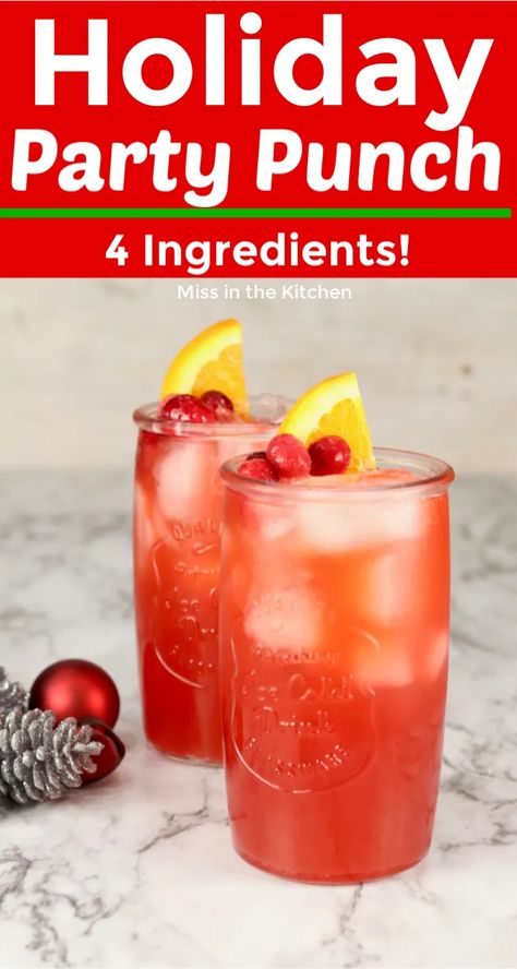 Christmas Punch With Hawaiian Punch, Red Punch Recipe Non Alcoholic, Hawaiian Punch Party Punch, Red Party Punch, Easy Holiday Drinks For Adults, Red Punch Recipe, Red Punch Recipes, Red Food Party, Punch Recipes Non Alcoholic