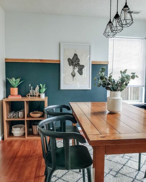 How to Paint an Accent Wall DIY | Hometalk Colorful Minimalism Aesthetic, Black Evergreen, Accent Wall Dining Room, Evergreen Color, Installing Wainscoting, Brick Paneling, Accent Wall Paint, Diy Accent Wall, Diy Wand