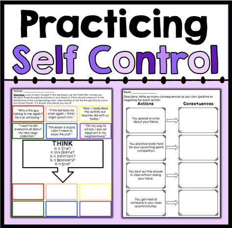 Self Discipline Worksheets, Practice Self Control, Self Control Worksheet, Discipline Worksheets, Self Control Worksheets For Kids, Self Control Activities For Kids, Teaching Impulse Control To Preschoolers, Impulsivity Control For Kids, Controlling Emotions Worksheets