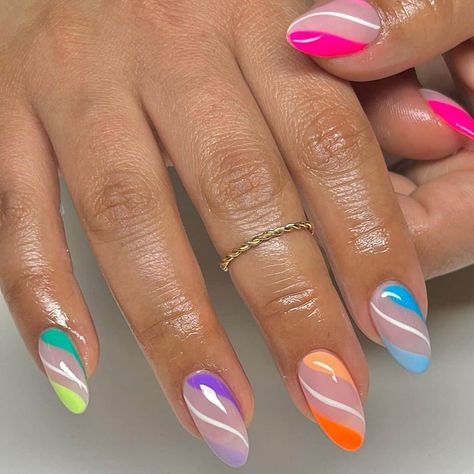 35 Best April Nail Ideas Popular This Season Nail Art Funky, Multicolored Nails, April Nails, Smink Inspiration, Summery Nails, Simple Nail Art Designs, Bright Nails, Neon Nails, Nail Designs Spring