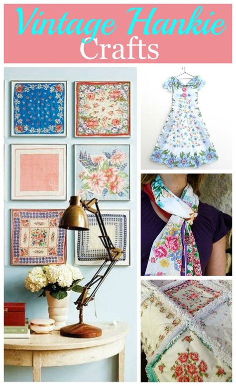 Repurpose Handkerchiefs, Hankie Quilts, Hankie Crafts, Embroidery Apparel, Vintage Handkerchiefs Crafts, Hanky Dress, Handkerchief Crafts, Fun Diy Craft Projects, Vintage Hankies