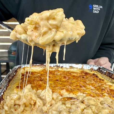 Smoked Mac and Cheese Smoked Sausage Mac And Cheese Crockpot, Mac And Cheese Grill, Smoked Mac And Cheese Electric Smoker, Smoked Macaroni And Cheese Smoker, Pit Boss Mac And Cheese, Big Green Egg Mac And Cheese, Smoker Mac N Cheese Recipes, Mac And Cheese In Smoker, Traeger Smoked Mac And Cheese