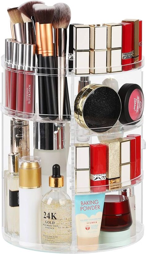 Amazon.com: Syntus 360 Rotating Makeup Organizer, Adjustable Bathroom Makeup Spinning Storage Holder, Large Capacity Carousel Cosmetics Display Cases for Vanity, Skincare, Countertop Organization, Clear : Beauty & Personal Care Makeup Carousel, Makeup Organizer Diy, Vanity Skincare, Rotating Makeup Organizer, Vanity Shelf, Bathroom Makeup, Modern Bathroom Accessories, Vanity Shelves, Organizer Diy