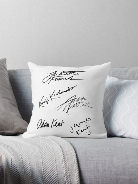 The signatures of Juliette Ferrars, Aaron Warner, Kenji Kishimoto, James Kent and Adam Kent from Tahereh Mafi’s Shatter Me series • Millions of unique designs by independent artists. Find your thing. Character Signatures, Quote Wedding, Me Character, Tahereh Mafi, Shatter Me Series, Shatter Me, Song Lyric Quotes, Throw Pillows Bed, Throw Pillow Sizes