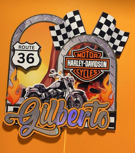 Harley-Davidson Cake Topper 🏍️🛣️🔥 Gracias por la preferencia 🫶🏼 Harley Davidson Cake Topper, Harley Davidson Chip Display, Harley Davidson Welcome Signs, Motorcycle Cake Topper, Harley Tank Emblem, Harley Davidson, Cake Topper, Cake Toppers, Cake