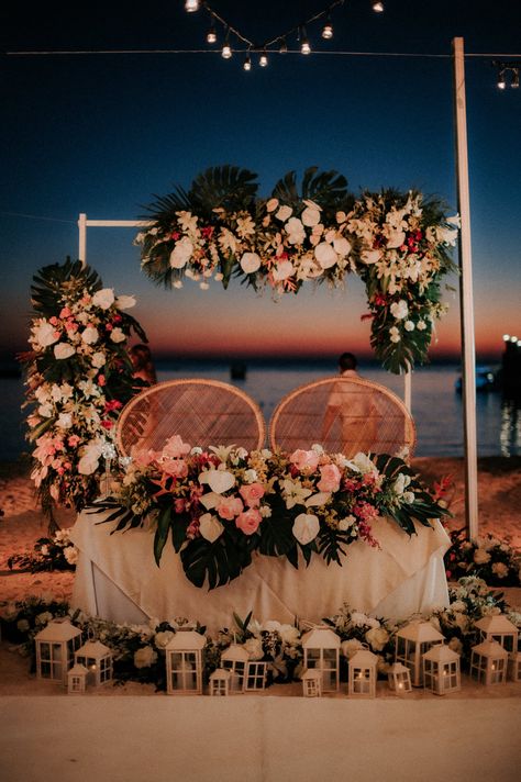 Tropical Sweetheart Table, Boracay Beach, Sweet Heart Table, Heart Table, Sweetheart Table Wedding, Tropical Beach Wedding, Philippines Wedding, Table Wedding, Hawaiian Wedding