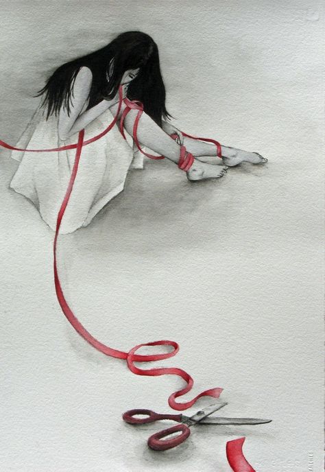 ReNeg Dark Ness, Red String Of Fate, Emo Art, Red String, Powerful Images, Arte Obscura, Ap Art, 인물 사진, Female Images