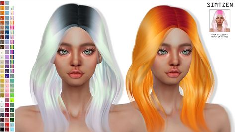 Roots Hair Dye, Bangs Hair Dye, Bangs Dyed Hair, Sims 4 Cc Hair Accessories, Sims 4 Bangs, Bangs Dyed, Dyed Bangs, Download Sims, Cc Hair