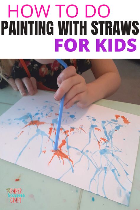 Straw Art For Kids, Straw Painting For Kids, Toddler Crafts Easy, Painting With Straws, Straw Painting, Straw Activities, Paper Straws Crafts, Quick Kids Crafts, Drinking Straw Crafts