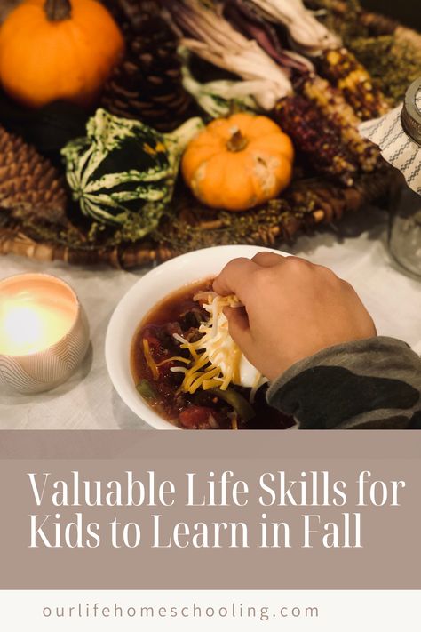 As we homeschool our kids, so much of our energy goes into the academic side of learning. But have you spent some time planning the kind of life skills you want to pass down to your kids to help prepare them for life? What life skills are applicable to teach kids this time of year? Here are some Valuable Life Skills for Kids to Learn in Fall. #ourlifehomeschooling #lifeskills #homeschoollifeskills #homeschoollife #falllifeskills #fallhomeschoolideas Things To Teach Your Kids Life Skills, Life Skills For Kids, Consumer Math, Skills For Kids, Life Skills Lessons, Time Planning, Homeschooling Resources, Our Energy, Homeschool Life