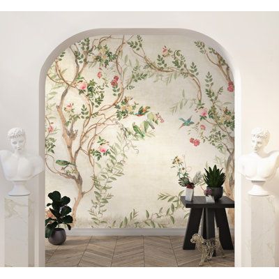 Check the size you ordered. PVC Free Peel and Stick. High washability, UV ray resistant. Quick, easy, and clean. Easy removable. No additional adhesive is required, just peel and stick. Size: 5.58' H x 8.5' W, Color: Cream | Winston Porter Cordy Smooth Wall Mural Vinyl in White / Brown, Size 102.0 W in | Wayfair | Home Decor Magnolia Wallpaper, Tree Mural, Chinoiserie Wall, Bedroom Murals, Vintage Chinoiserie, Chinoiserie Wallpaper, Inspire Me Home Decor, Wallpaper Accent Wall, Smooth Walls