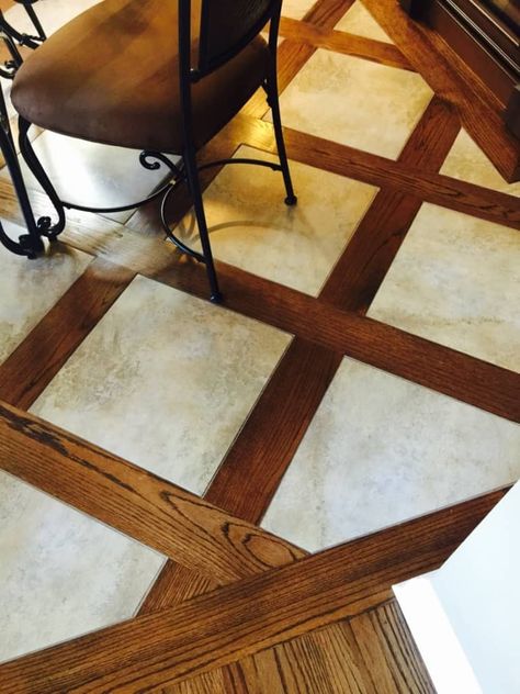 Tile And Wood Floor, Wood Flooring Options, Wood Grain Tile, Faux Wood Tiles, Foyer Flooring, Wood Floor Design, Wood Tile Floors, Traditional Tile, Casas Coloniales