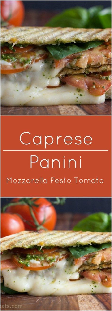 Grilled Caprese Panini with mozarella, pesto and tomatoes. Chicken Caprese Panini, Panini Press Recipes, Caprese Panini, Fresh Basil Pesto, Sandwich Vegetarian, Caprese Sandwich, Panini Sandwich, Panini Recipes, Panini Sandwiches