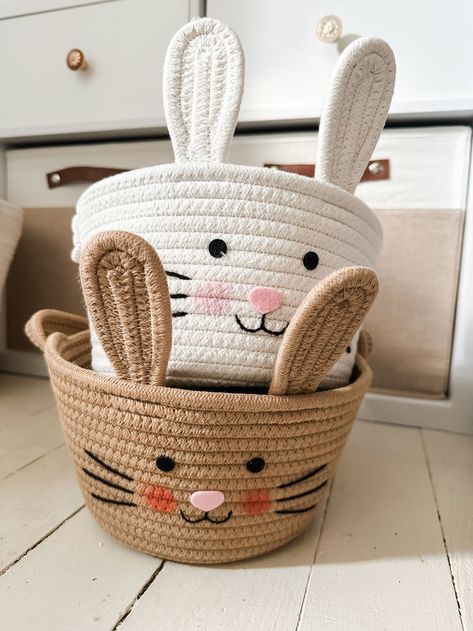 I’ve rounded up some adorable Easter baskets with fun and intentional fillers for toddlers - Easter pajamas, books, devotionals, sunglasses, non-candy snacks, stuffed animals, bath toys, and more! Cute Easter Baskets, Modest Mom, Easter Pajamas, Jute Craft, Candy Snacks, Wire Knitting, Easter Baskets For Toddlers, Rope Baskets, Jute Crafts