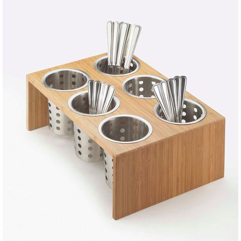 Cal-Mil 1425-6-96 Midnight Cylinder Display 6 Compartment 16"W x 11"D x 6"H | B1523228 - GLOBALindustrial.com Silverware Display, Snack Display, Condiment Dispenser, Flatware Holder, Restaurant Supply Store, Coffee Stirrers, Bamboo Construction, Lid Organizer, Condiment Holder