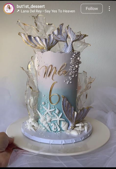 Black Mermaid Cake, Ariel Cakes, Surf Cake, Birthday Drip Cake, Seashell Cake, Lily Cake, Modern Birthday Cakes, 50th Anniversary Cakes, Mermaid Cookies