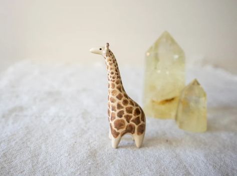 Miniature Handmade Ceramic Giraffe Figurine - Etsy Clay Giraffe, Ceramic Giraffe, Giraffe Figurine, Ceramic Ideas, Animal Figures, Handmade Ceramic, Handmade Ceramics, Art Drawings, Figurines