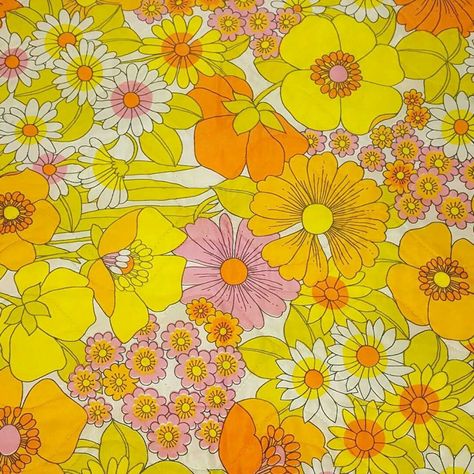 70s Floral Print, Retro Floral Aesthetic, 70s Fabric Prints, 70s Art Print, Retro Wallpapers Vintage 1970s, 1970s Paintings, 60s Prints, Retro Wallpapers, 1970s Summer