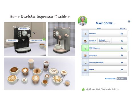 The Sims 4 Cc Food Mod, Sims 4 Coffee Cc, Sims 4 Functional Cc, Sims 4 Functional, Sims 4 Pack, Hot Chocolate Maker, Home Barista, Sims 4 Cheats, Sims 4 Kitchen