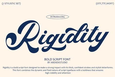 Rigidity - Bold Script Font, Script and Handwritten ft. bold & font - Envato Elements Bold Script Font, Script Fonts Design, Script Typeface, Creative Typography, Bold Typography, Bold Fonts, Script Lettering, Uppercase And Lowercase Letters, Font Names