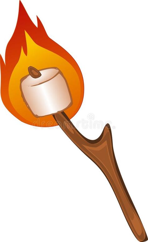 Roasting Marshmallows Drawing, Flaming Marshmallow, Marshmallow Illustration, Stick Illustration, Marshmallow On A Stick, Marshmallow Skewers, Marshmallow Smores, Montessori Preschool, Roasting Marshmallows