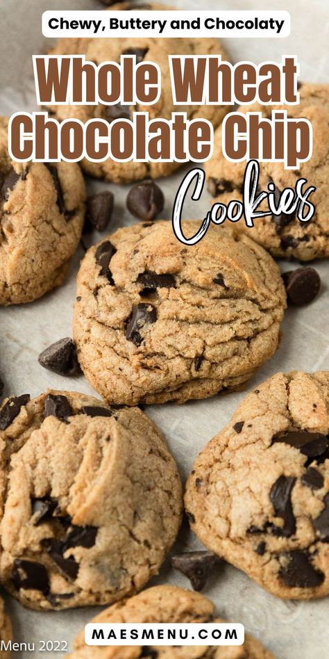 Whole Wheat Chocolate Chip Cookies Choclate Chip Cookie Recipe, Whole Wheat Chocolate Chip Cookies, Wheat Chocolate Chip Cookies, Whole Wheat Cookies, Wheat Flour Recipes, Whole Wheat Muffins, Low Salt Recipes, Healthy Chocolate Chip Cookies, Chocolate Chip Cookies Ingredients