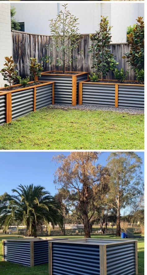 Planters Landscaping, Outdoor Privacy Screens, Backyard Garden Beds, Raised Planters, Pot Gardening, Fence Privacy, Diy Raised Garden, Veggie Patch, Raised Planter